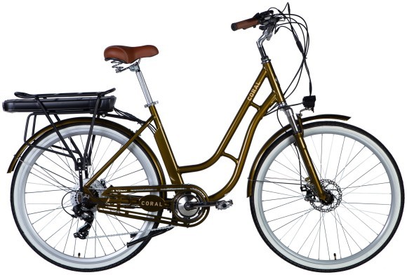 Велосипед з електроприводом 28" AL Dorozhnik eCORAL DD FR рама-19" 48B 12.5А*г 500Вт болотно-зелений YS 3202 2025, укр