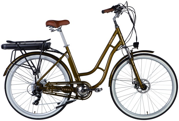 Велосипед с электроприводом 28" AL Dorozhnik eCORAL DD FR рама-19" 48B 12.5А*ч 500Вт болотно-зеленый YS 3202 2025