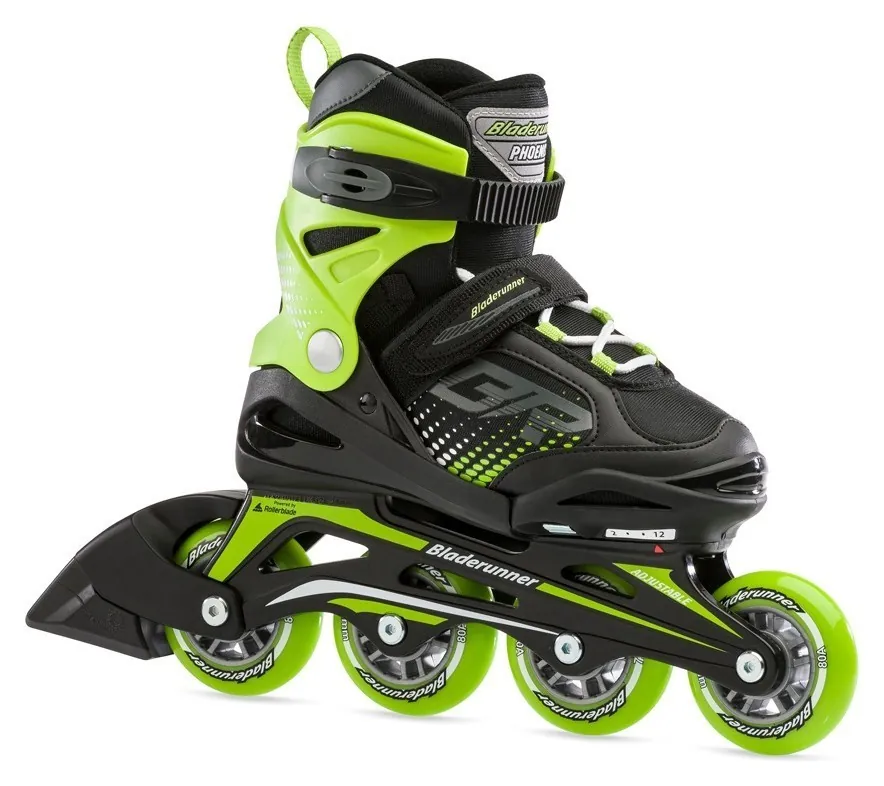 Роликові коньки дитячі Bladerunner PHOENIX M 29-32 (K12.0) 185-205 мм Black/green (0T101000) (185-205мм)