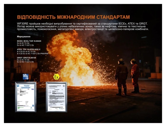 Ліхтар ручний вибухобезпечний Fenix WF30RE Spark, укр, укр