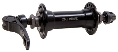 Втулка передняя Алюминий 36H 14G с QR пром. подшипник черный SHUNFENG SF-A221F без эксцентрика OLD-100мм