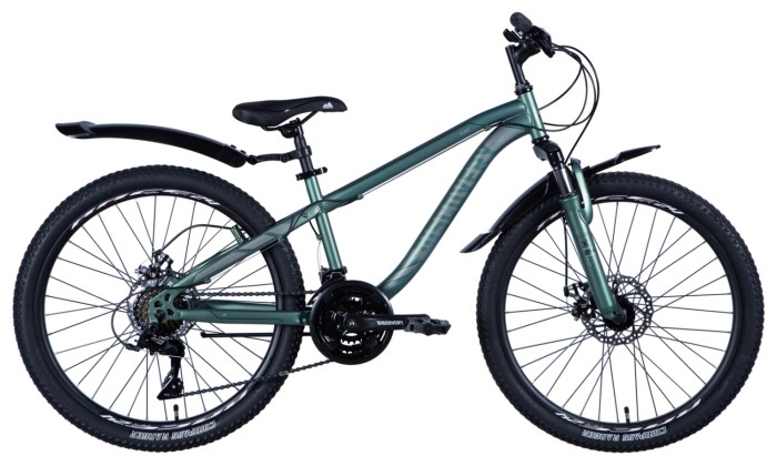 Велосипед 24" Discovery FLINT AM DD 2024 (зелено-серебристый (м))