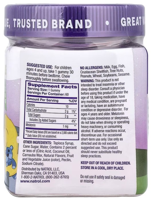 Kids Melatonin 1mg - 60 gummies
