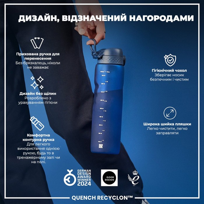 Картофель для воды ION8 1000 мл. (ЭКО бутылка) BPA Free, Navy
