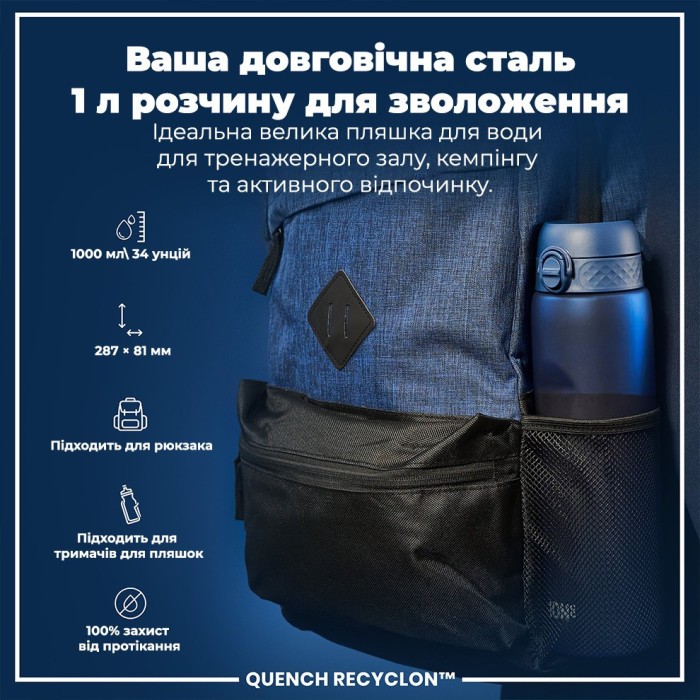 Картофель для воды ION8 1000 мл. (ЭКО бутылка) BPA Free, Navy