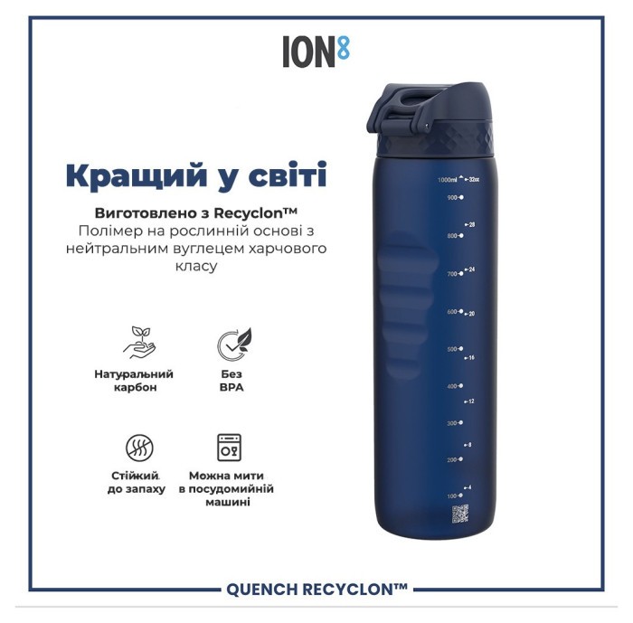 Картофель для воды ION8 1000 мл. (ЭКО бутылка) BPA Free, Navy