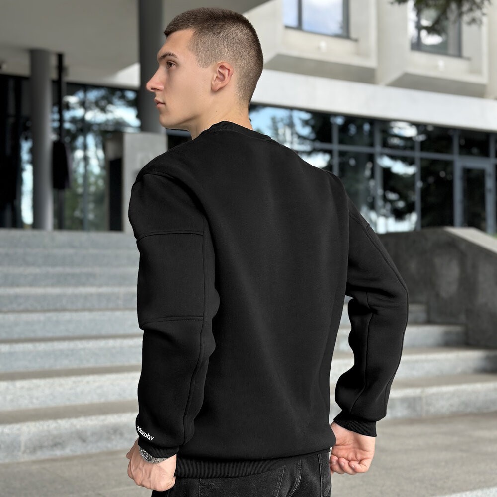 Світшот чоловічий зимовий однотонний чорний Pobedov Apex