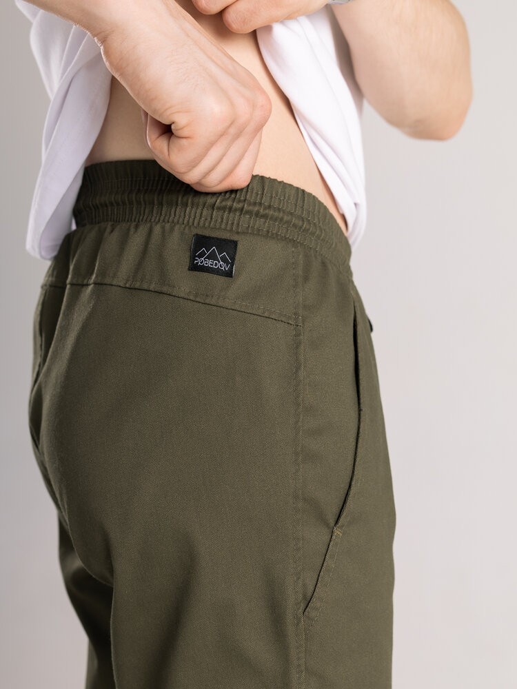 Котоновые брюки мужские весенние осенние хаки с карманами Pobedov Step