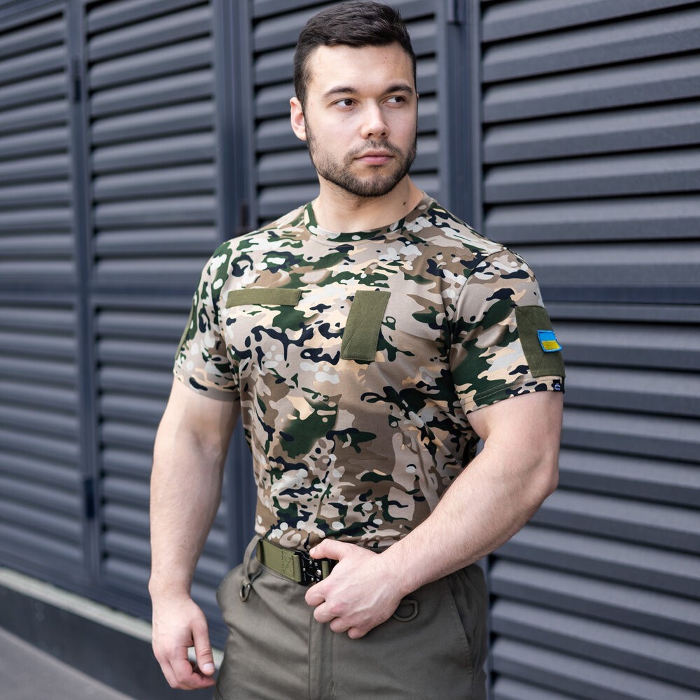 Футболка чоловіча однотонна Мультикам Pobedov Peremoga Військова