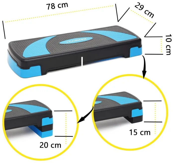 Степь-платформа 3-ступенчатая Cornix 78 х 29 х 10-20 см XR-0186 Black/Blue