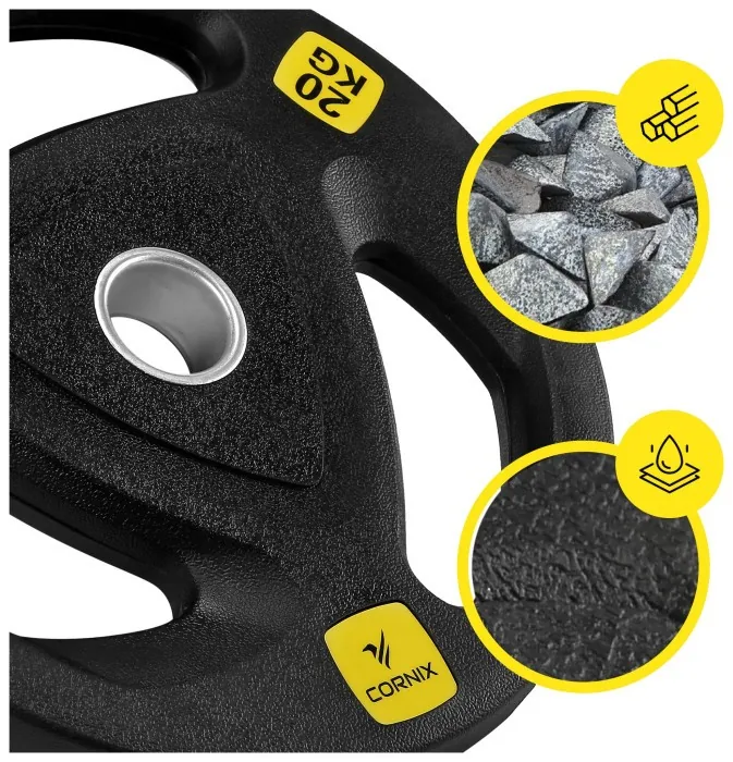 Диск олімпійський Cornix 1 x 20 кг 51 мм металевий, прогумований XR-0428 Black
