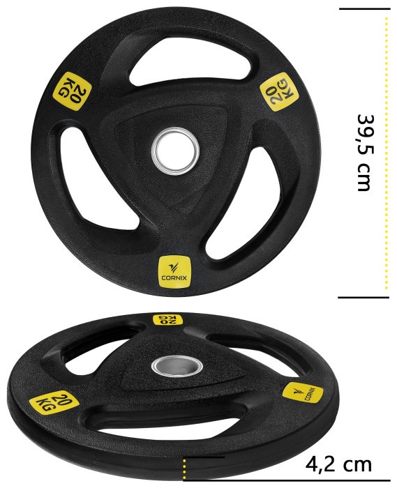 Диск олімпійський Cornix 1 x 20 кг 51 мм металевий, прогумований XR-0428 Black