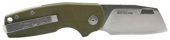 Розкладний ніж SOG Stout SJ, OD Green, Cleaver, Stonewash