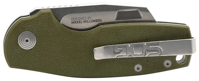 Розкладний ніж SOG Stout SJ, OD Green, Cleaver, Stonewash