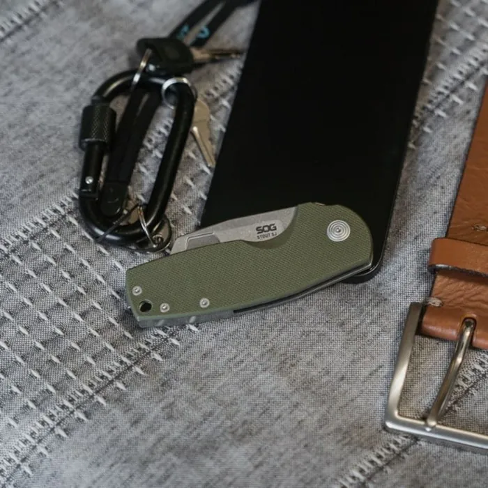 Розкладний ніж SOG Stout SJ, OD Green, Cleaver, Stonewash