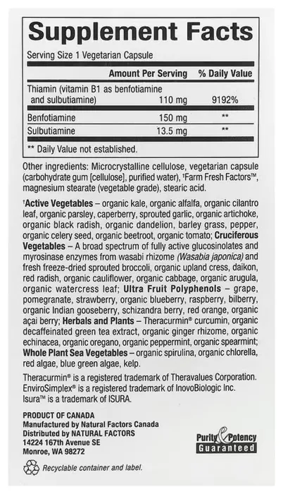 BioCoenzymated Benfotiamine - 30 caps