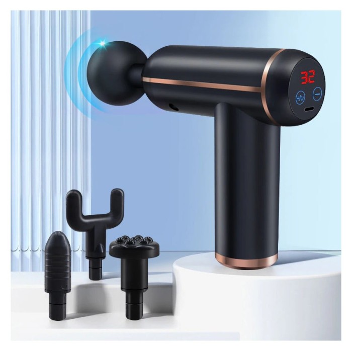 Масажний пістолет EasyFit Іmpact (портативний вібромасажер для тіла з 4 насадками), укр, укр