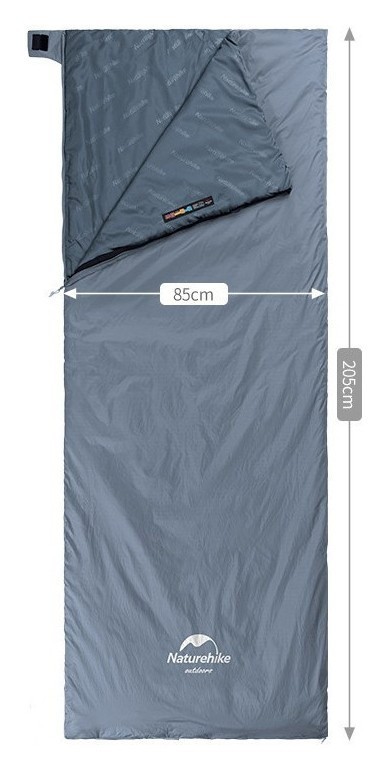 Спальник надлегкий Naturehike Ultralight LW180 NH21MSD09 правий, (15°C), p-p XL, сіро-синій