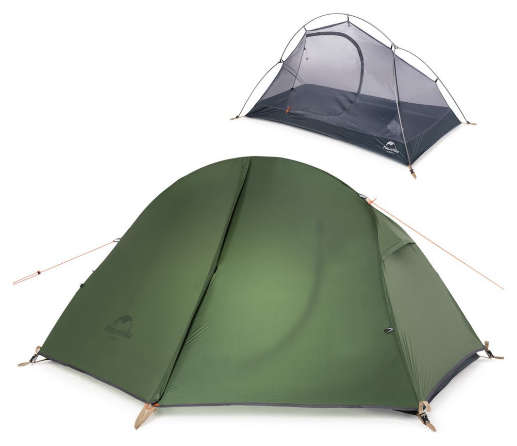Намет надлегкий одномісний  з футпринтом Naturehike Cycling 1 NH18A095-D, 210T, темний зелений