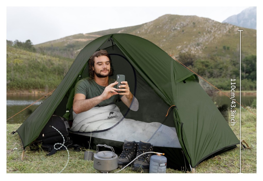 Намет надлегкий одномісний  з футпринтом Naturehike Cycling 1 NH18A095-D, 210T, темний зелений, укр, укр