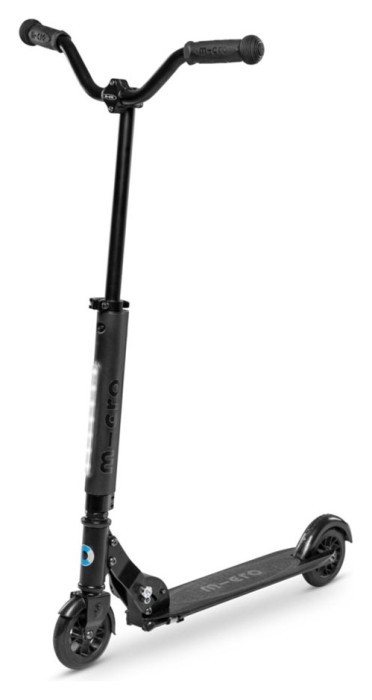 Самокат MICRO серии "Sprite Deluxe" – ЧЕРНЫЙ (до 100 kg, двухколесный, свет)
