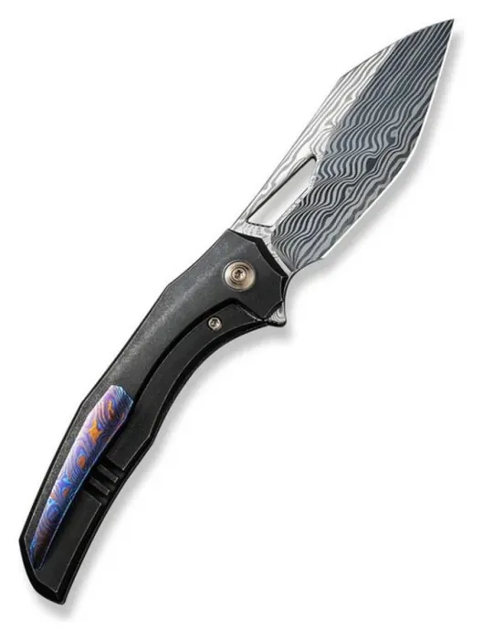 Нож складной туристический Ignio Mystery Box Ignio Mystery Box, (8.39 см) Damasteel (Hakkapella) / 6AL4V Titanium черный