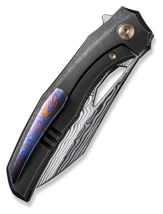 Нож складной туристический Ignio Mystery Box Ignio Mystery Box, (8.39 см) Damasteel (Hakkapella) / 6AL4V Titanium черный