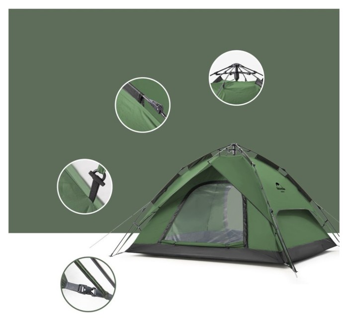 Намет чотиримісний автоматичний Naturehike NH21ZP008, темно-зелений