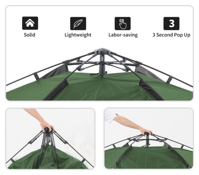 Намет чотиримісний автоматичний Naturehike NH21ZP008, темно-зелений