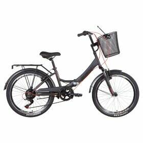 Велосипед 24&quot; Formula SMART AM з кошиком, тріскачка 2022 (темно-сірий з червоним (м))