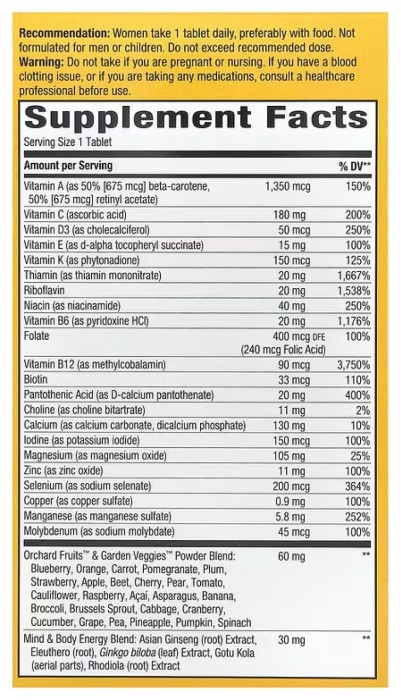 Once Daily Women 50+ Ultra Multivitamin- 60 tabs