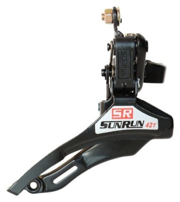 Перемикач перед. нижній хомут н/тяга  max-42T под трубу 31,8мм срiблястий SUNRUN FD-QD-35A