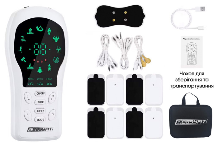Міостимулятор з підігрівом EasyFit Pro ActivePulse імпульсний масажер для м'язів + Чохол, укр, укр