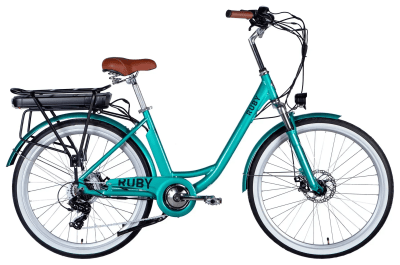 Велосипед з електроприводом 26&quot; AL Dorozhnik eRUBY DD FR рама-17&quot; 48B 12.5А*г 500Вт бірюзовий YS 2260 2025 крила, крило пер., крило зад., підніжка