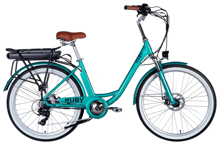 Велосипед з електроприводом 26" AL Dorozhnik eRUBY DD FR рама-17" 48B 12.5А*г 500Вт бірюзовий YS 2260 2025 крила, крило пер., крило зад., підніжка, укр, укр