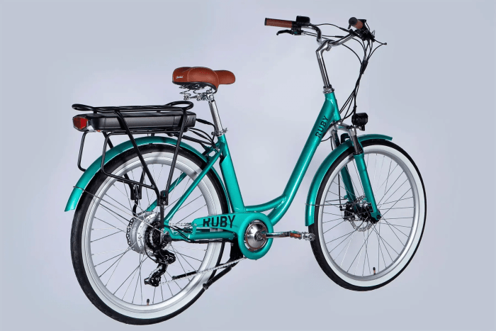 Велосипед з електроприводом 26" AL Dorozhnik eRUBY DD FR рама-17" 48B 12.5А*г 500Вт бірюзовий YS 2260 2025 крила, крило пер., крило зад., підніжка