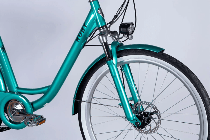 Велосипед з електроприводом 26" AL Dorozhnik eRUBY DD FR рама-17" 48B 12.5А*г 500Вт бірюзовий YS 2260 2025 крила, крило пер., крило зад., підніжка