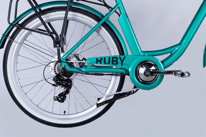 Велосипед з електроприводом 26" AL Dorozhnik eRUBY DD FR рама-17" 48B 12.5А*г 500Вт бірюзовий YS 2260 2025 крила, крило пер., крило зад., підніжка, укр, укр