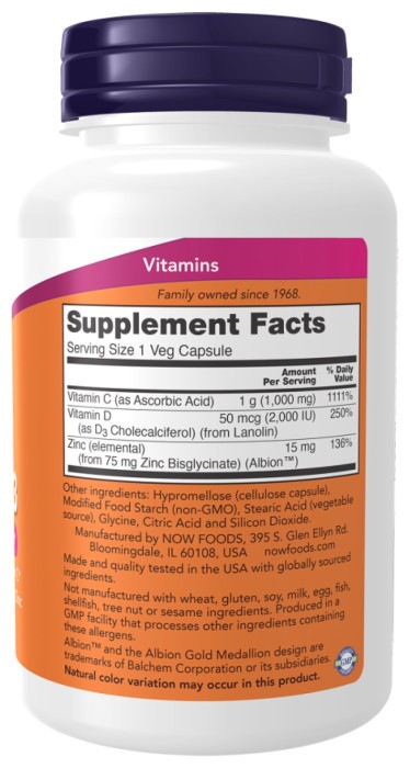 C-1000 Zinc & D-3 - 100 vcaps