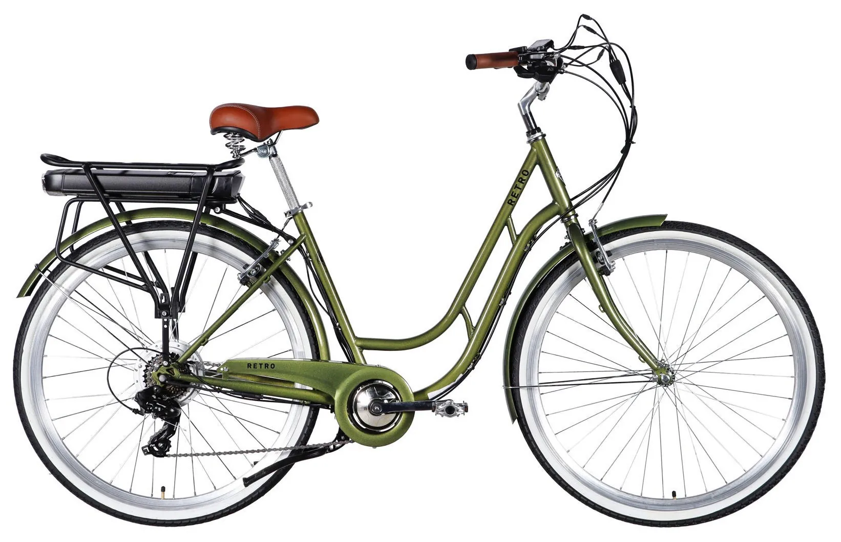 Велосипед з електроприводом 28" ST Dorozhnik eRETRO Vbr FR рама-19" 36B 13А*г 500Вт темно-зелений 2026 (ELB-D-28-110)