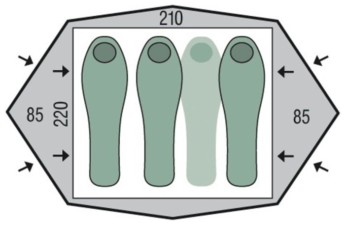 Палатка трехместная Pinguin Gemini 210, Green