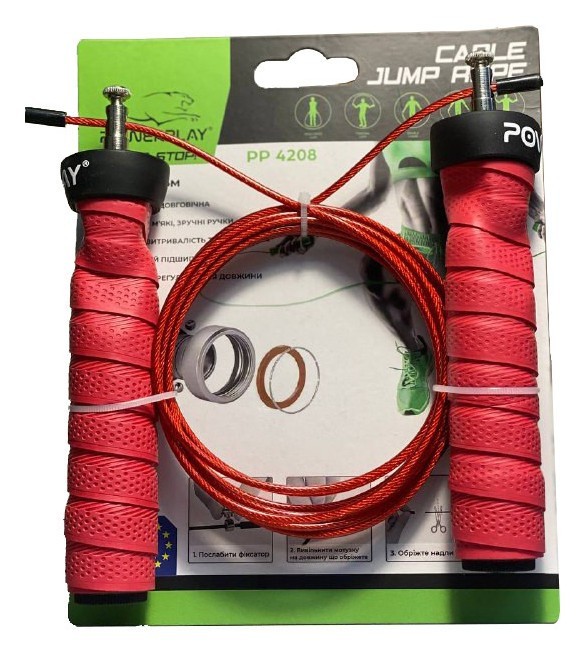 Скакалка швидкісна на підшипниках PowerPlay 4208 Fitness Jump Rope Червона (3m.)