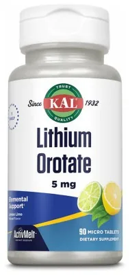 Lithium Orotate 5mg - 90 tabs Lemon Lime