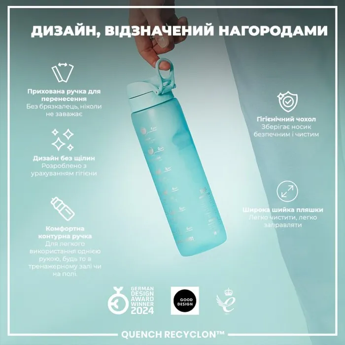 Картофель для воды ION8 1000 мл. BPA Free, Times To Drink, (ЭКО бутылка) BPA Free, Sonic Blue
