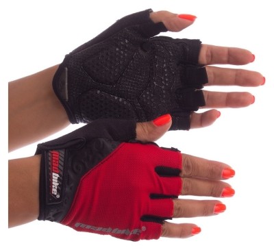 Рукавички велосипедні з відкритими пальцями MADBIKE SK-06, червоні