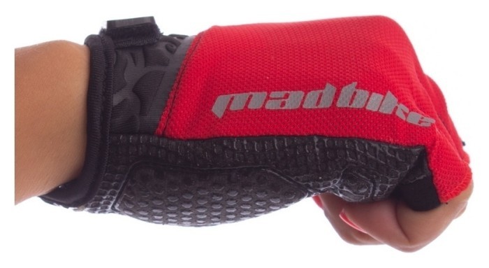 Рукавички велосипедні з відкритими пальцями MADBIKE SK-06, червоні