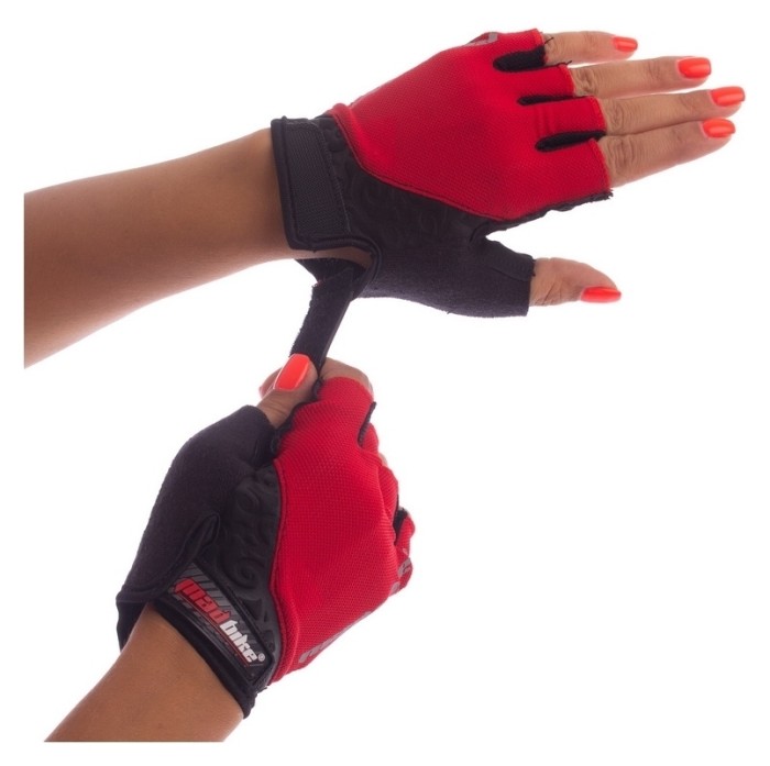 Рукавички велосипедні з відкритими пальцями MADBIKE SK-06, червоні