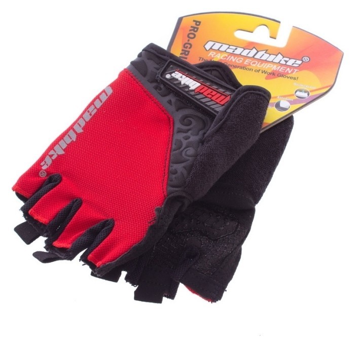 Рукавички велосипедні з відкритими пальцями MADBIKE SK-06, червоні