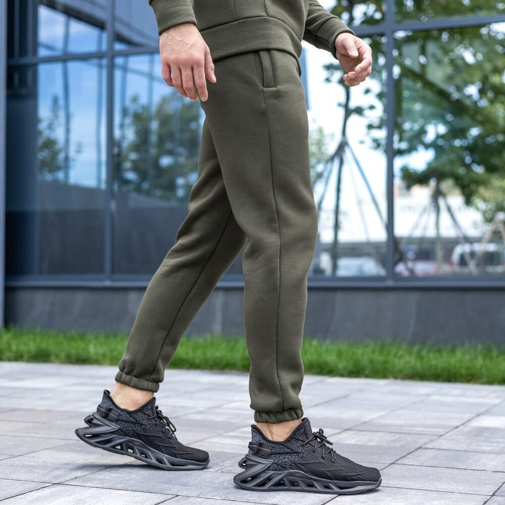 Мужские брюки джогеры с карманами хаки Pobedov 007 ЗИМА