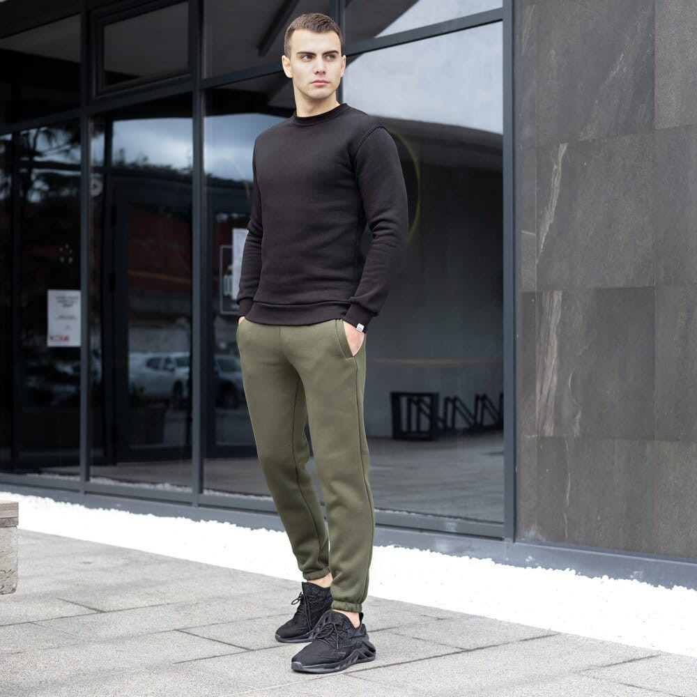 Мужские брюки джогеры с карманами хаки Pobedov 007 ЗИМА